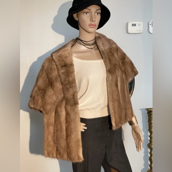 VINTAGE Real Mink Fur shawl Excellent Condition No Damage, One Size Beige Brown - Picture 1 of 16